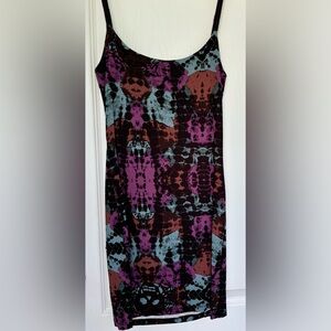 Betsey Johnson tie dye bustle strap tank Mini dress women small BNWT